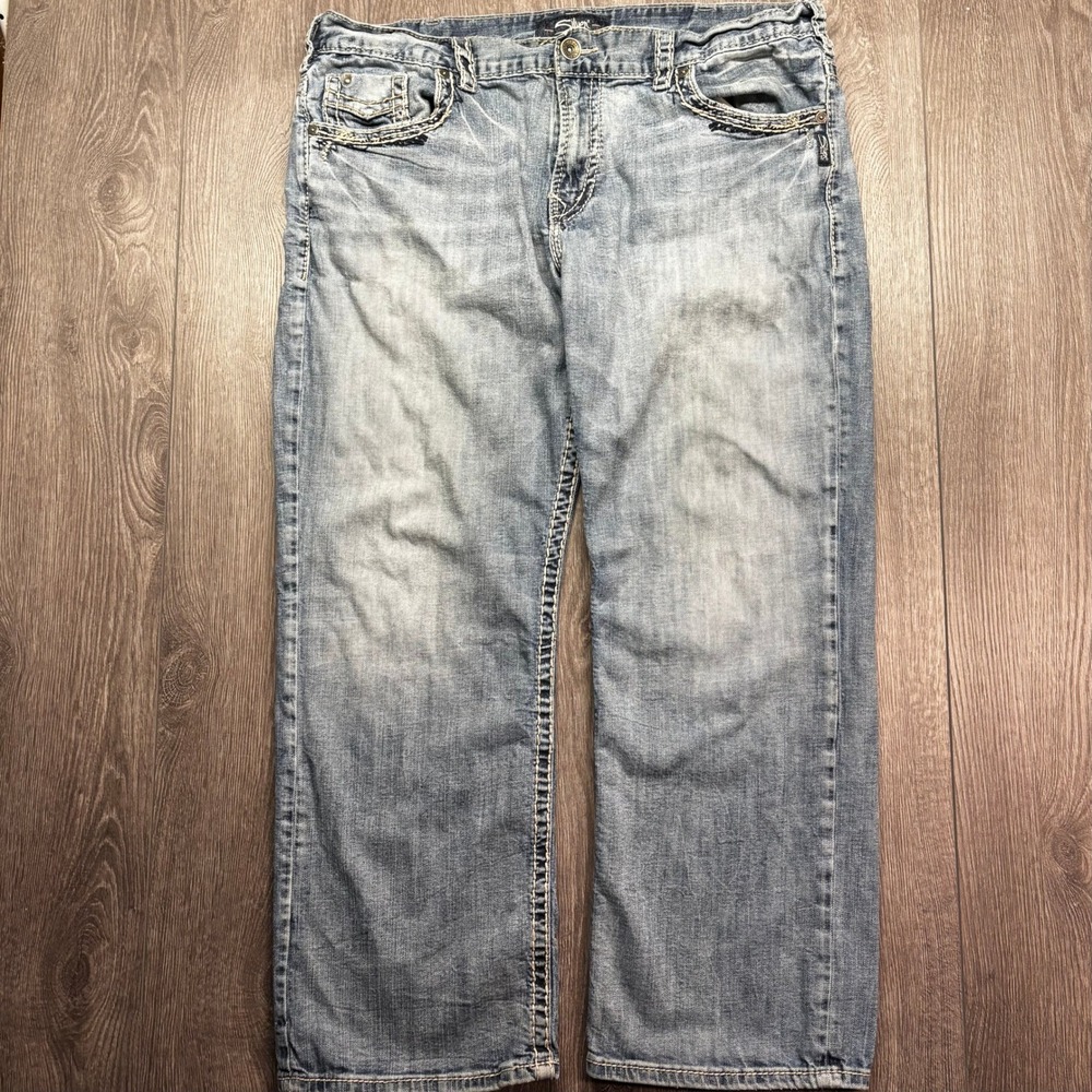 Silver Jeans Co Gordie W42 L32 Loose Fit Straight Leg Jeans Light Wash Blue Y2k